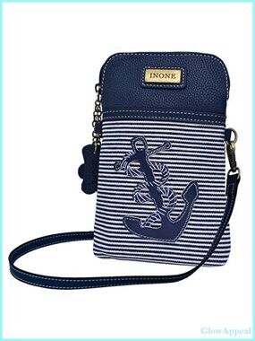 Anchor Crossbody Bag Nautical iPhone Cell Phone Purse PU Leather Canvas Handbag